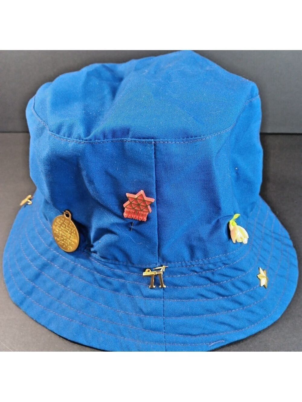 Girl Guides Guide Canada Hat Cap Vintage 1970s Patches Pins Blue